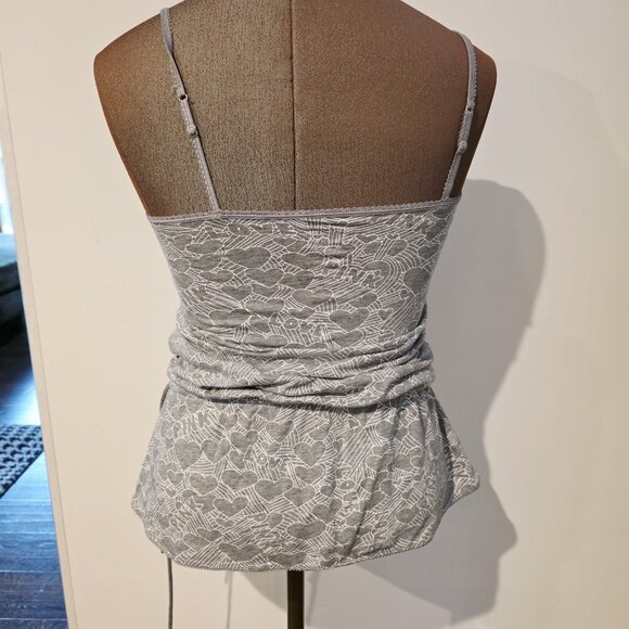 Vtg Victoria Secret PINK Gray All Over Heart Print Cover Up Sleep Tank Sz XS - Picture 3 of 9